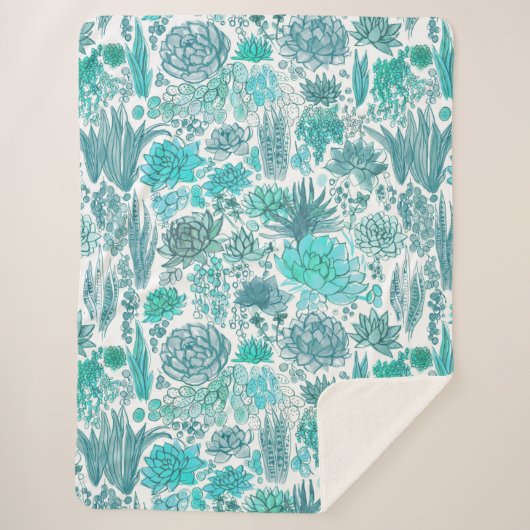Couverture Sherpa Jardin succulent (Devant)