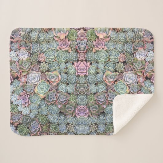 Couverture Sherpa Jardin succulent en pastel coloré (Devant (Horizontal))