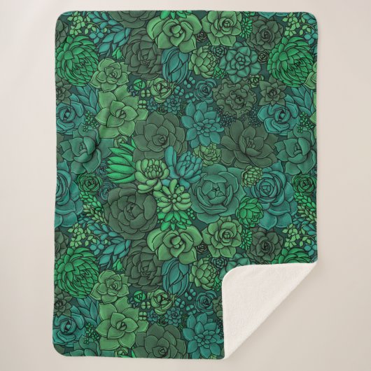 Couverture Sherpa Jardin succulent en vert (Devant)