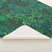 Couverture Sherpa Jardin succulent en vert (3/4)