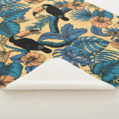 Couverture Sherpa Jardin toucan en jaune et bleu (3/4)