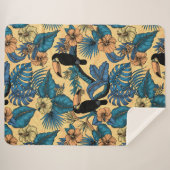 Couverture Sherpa Jardin toucan en jaune et bleu (Devant (Horizontal))