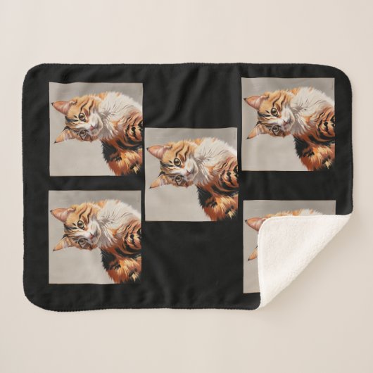 Couverture Sherpa Jasmine le tableau du chat Calico (Devant (Horizontal))