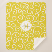 Couverture Sherpa Jaune et Motif blanc avec Monogramme (Devant)