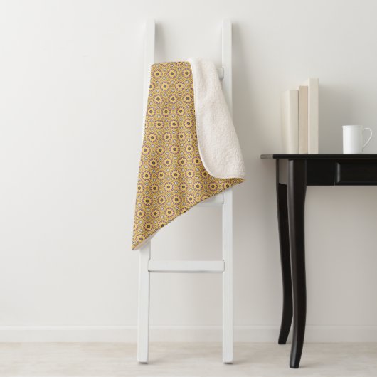 Couverture Sherpa Jaune et rose (En situation)
