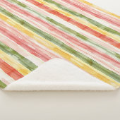 Couverture Sherpa Jaune Vert Rose Orange Rayures (3/4)