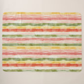 Couverture Sherpa Jaune Vert Rose Orange Rayures (Devant (Horizontal))