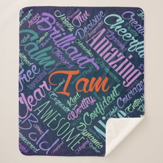 Couverture Sherpa Je suis art de nuage de mot d'affirmations (Devant)