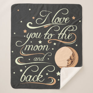 Couverture Sherpa Je t'aime au noir de lune et de dos