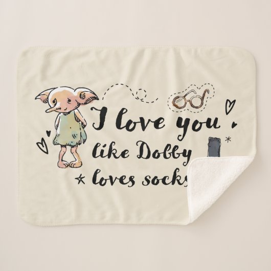 Couverture Sherpa Je T'Aime Dobby Aime Les Chaussettes (Devant (Horizontal))