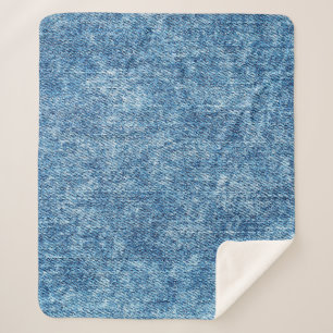 Couverture Sherpa Jeans en bleu acide. Denim arrière - plan, textur