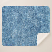 Couverture Sherpa Jeans en bleu acide. Denim arrière - plan, texture (Devant (Horizontal))