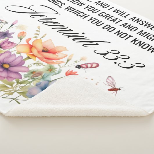 Couverture Sherpa Jérémie 33:3 Appel à moi Écriture Fleur sauvage (3/4)