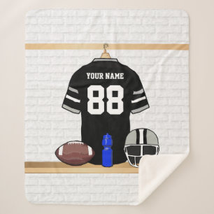 Couverture Sherpa Jersey de football gris noir et argent personnalis