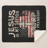Couverture Sherpa Jésus Est Mon Sauveur Trump Est Mon Président Amér (Devant (Horizontal))