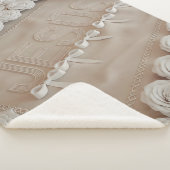 Couverture Sherpa JESÚS Fleece & Sherpa Blanket - Roses blanches (3/4)