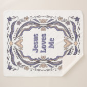 Couverture Sherpa Jesus Loves Me Sherpa Blanket Christian Gift  (Devant (Horizontal))