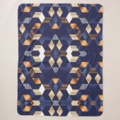 Couverture Sherpa Jeté géométrique bleu et or (Devant)