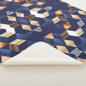 Couverture Sherpa Jeté géométrique bleu et or (3/4)