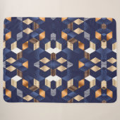 Couverture Sherpa Jeté géométrique bleu et or (Devant (Horizontal))