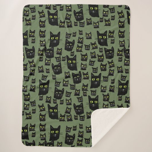 Couverture Sherpa Jetty Jetterson Black Cat Eyes Halloween Automne (Devant)