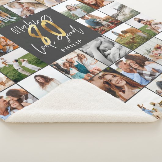 Couverture Sherpa Jeu de 80e anniversaire moderne multi photo script (3/4)