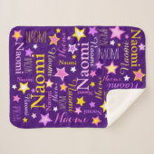 Couverture Sherpa Jeunes filles rose nom Naomi étoiles motif (Devant (Horizontal))