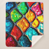 Couverture Sherpa Jewel Tone Stained Glass Art Glow Design (Devant)