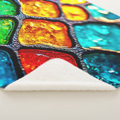 Couverture Sherpa Jewel Tone Stained Glass Art Glow Design (3/4)