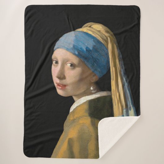 Couverture Sherpa Johannes Vermeer - Fille avec une oreille perle (Devant)