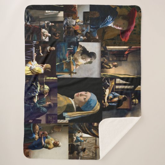 Couverture Sherpa Johannes Vermeer - Patchwork de chefs-d'oeuvre (Devant)