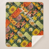 Couverture Sherpa Joie de la nature Orange Fleurs Jaunes (Devant)