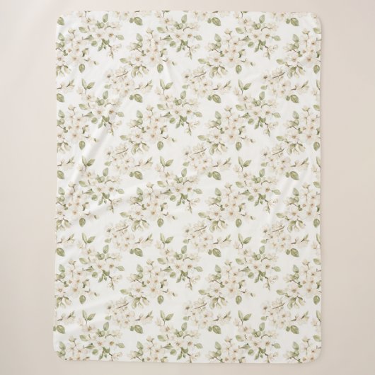 Couverture Sherpa Joli arbre à fleurs crème (Devant)
