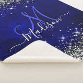 Couverture Sherpa Joli bleu royal argent faux parties scintillant mo (3/4)