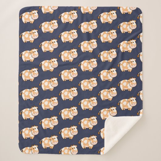 Couverture Sherpa Joli Cartoon Tan Motif de vache tacheté (Devant)