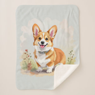 Couverture Sherpa Joli chien Corgi Pembroke Gallois Rouge