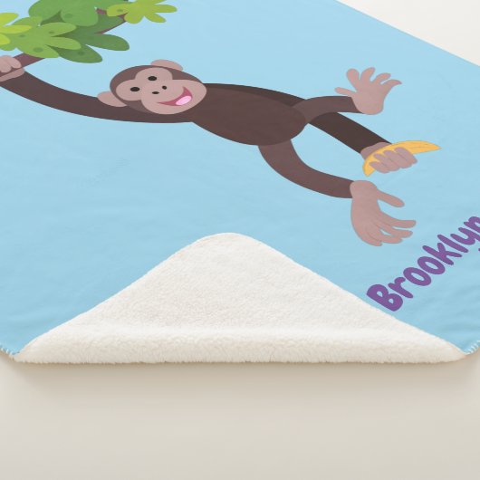Couverture Sherpa Joli chimpanzé dans la jungle suspendu dessin anim (3/4)