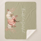 Couverture Sherpa Joli Citrouilles d'aquarelle sur Sage (Devant)