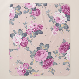 Couverture Sherpa joli design de fleur illustration textile art, pat