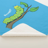 Couverture Sherpa Joli dessin animé de chenille verte mignonne (3/4)