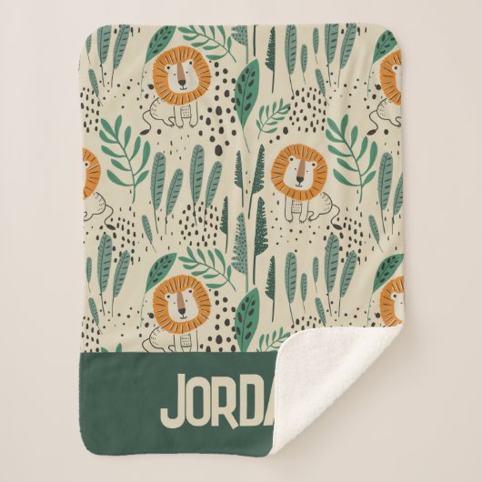 Couverture Sherpa Joli Doodle Lion Jungle Rainforest Motif (Devant)