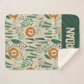 Couverture Sherpa Joli Doodle Lion Jungle Rainforest Motif (Devant (Horizontal))
