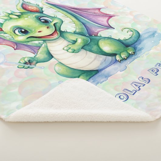 Couverture Sherpa Joli Dragon Vert avec Bubbles Garçon Cadeau person (3/4)
