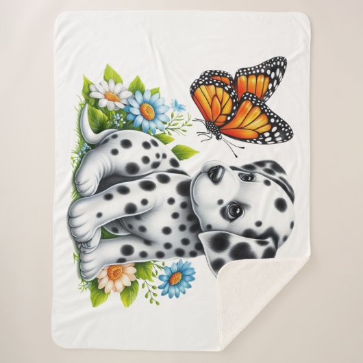 Couverture Sherpa Joli(e) ami(e) dalmate/papillon (Devant)