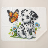 Couverture Sherpa Joli(e) ami(e) dalmate/papillon (Devant (Horizontal))