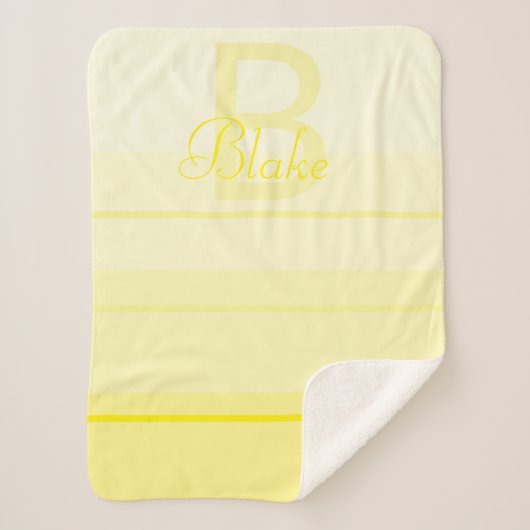 Couverture Sherpa Joli Elegant Personnalisé Bébé Jaune Nom Monogramm (Devant)