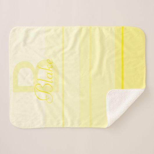 Couverture Sherpa Joli Elegant Personnalisé Bébé Jaune Nom Monogramm (Devant (Horizontal))