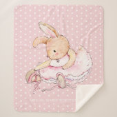 Couverture Sherpa Joli lapin lapin rose Tutu Pois blancs (Devant)