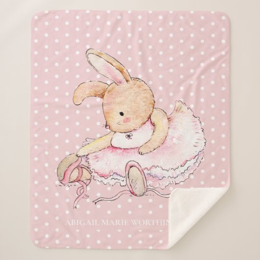 Couverture Sherpa Joli lapin lapin rose Tutu Pois blancs (Devant)