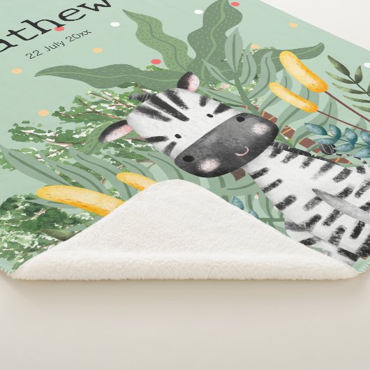 Couverture Sherpa Joli monogramme Zèbre dans la jungle l Verdure (3/4)